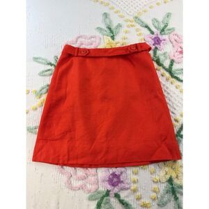 J. Crew Red Linen Skirt Size 0 Womens Mini‎ A-Line Button Accent Career